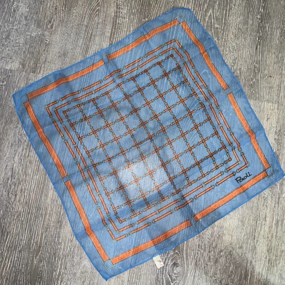 Vintage 70s/60s Blue and Orange Scarf